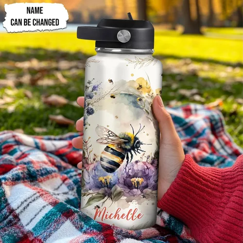 Vista 2 de Hyturtle Botella de agua de acero inoxidable con animales personalizados 19032025 D2 (abeja)
