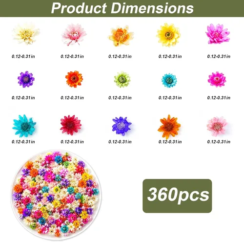 Vista 2 de Mini flores secas para resina, 360 piezas de flores secas pequeñas