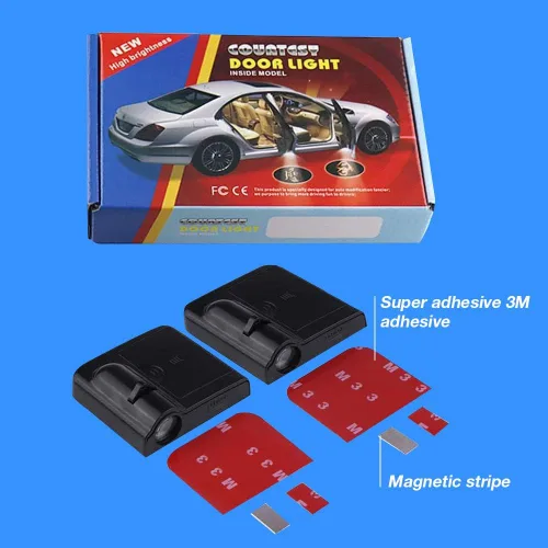 Vista 7 de 2 luces para puerta de automóvil, proyector de logotipo, esqueleto de calavera, universal, inalámbrico, para puerta de automóvil, luces LED