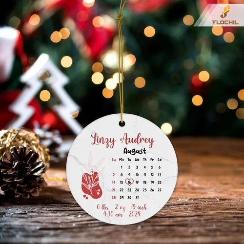 Vista 5 de FLOCHIL Adorno personalizado para la primera Navidad del bebé 2024 para niña, adorno personalizado de primera Navidad para bebés 2024 con nombre
