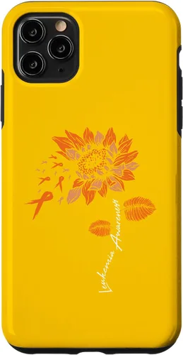 Vista 13 de iPhone 16 Leukemia Blood Cancer Awareness Orange Ribbon Sunflower Case