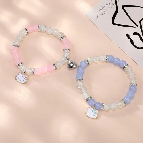 Vista 4 de SacXand Matching Bracelets for Couples Kitty Friendship braclets for best friends bf and gf Halloween Christmas Jewelry Gifts for Women Men Girls
