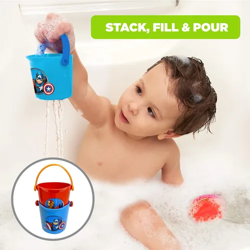 Vista 8 de Marvel Avengers - Juego de juguetes de baño de 10 piezas, juguetes de baño para niños