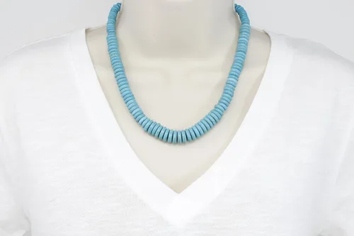 Vista 3 de Elosee Collar de cuentas de disco graduado turquesa azul de 18 pulgadas, Gema, Turquesa