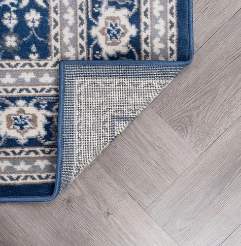 Vista 9 de Beauregard - Alfombra rectangular tradicional oriental azul marino, 5 x 7 pies Azul marino/flor y brillo