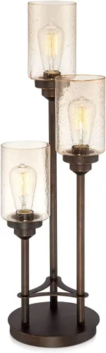 Vista 6 de Franklin Iron Works Libby - Lámpara de mesa moderna industrial rústica de 30 pulgadas de alto, tamaño completo, metal de bronce, 3 luces LED