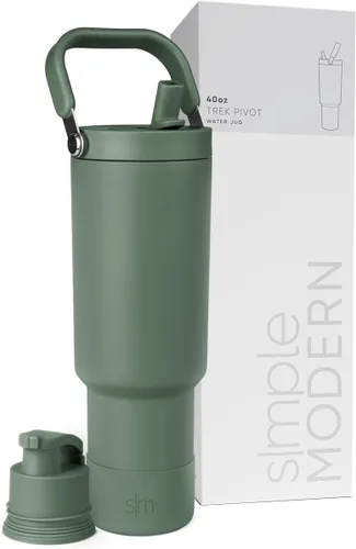 Vista 17 de Simple Modern Trek Pivot Vaso con pajita abatible de 30 oz con asa Botella de agua y protector Tapas intercambiables de pajita y para beber