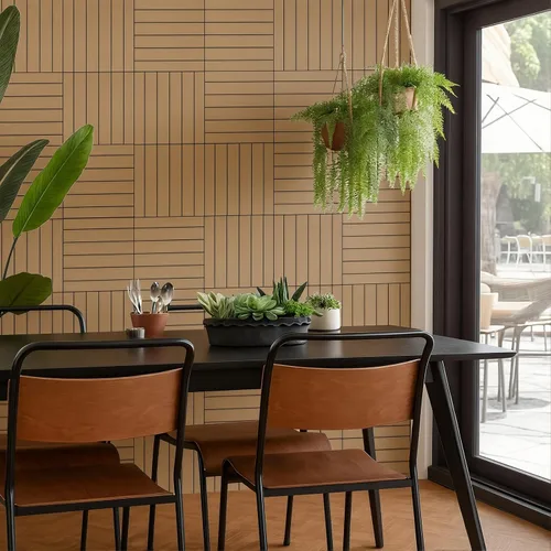 Vista 4 de 10 paneles de pared de listones de madera para despegar y pegar, paneles de pared decorativos de 12 x 12 pulgadas, paneles autoadhesivos con textura