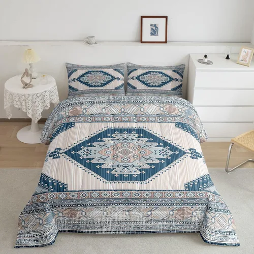 Vista 21 de Erosebridal Juego de edredón bohemio individual, juego de ropa de cama exótica bohemio, retro, azul, amarillo, degradado, rojo, floral, bohemio