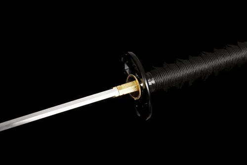Vista 8 de Katana negra de 41 pulgadas, espada afilada samurái japonesa T10, hoja de acero de alto carbono afilada