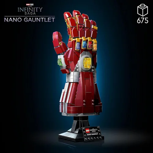 Vista 2 de LEGO Marvel Nano Gauntlet, modelo de Iron Man con piedras del infinito, 76223 Avengers: Endgame, recuerdos coleccionables, idea de regalo