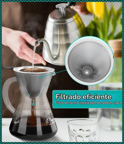 Vista 3 de Coffee Gator Micro Mesh - Filtro de café de acero inoxidable para verter sobre café, reutilizable y permanente para cafeteras de 27 oz (27.1 fl oz)