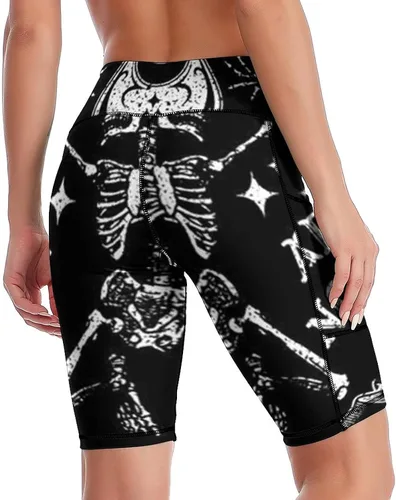 Vista 2 de AMRANDOM Pantalones cortos de compresión de cintura alta para mujer con bolsillo