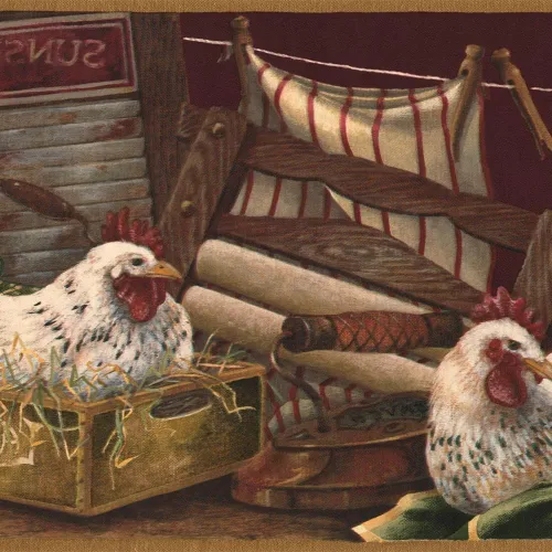 Vista 10 de CONCORD WALLCOVERINGS ™ Papel Pintado Frontera País Patrón Granja Ovejas Vacas Pollo Para Casa De Campo Cocina De Granja, Beige Verde Marrón, 15