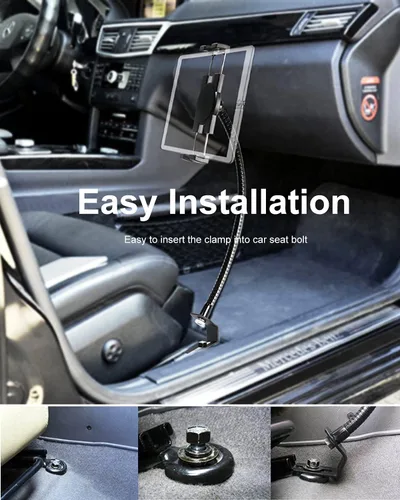 Vista 5 de Z Fold - Soporte plegable para teléfono - Soporte para tableta, riel de asiento de coche/camión, soporte de suelo ajustable con cuello de cisne