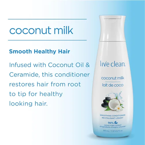 Vista 5 de Live Clean Acondicionador hidratante de leche de coco, 12 onzas líquidas