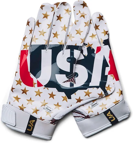 Vista 2 de Under Armour Guantes Blur para hombre, Blanco, rojo, dorado metálico