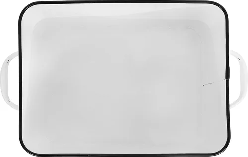 Vista 7 de Creative Co-op, caja de metal esmaltado para pan, color blanco