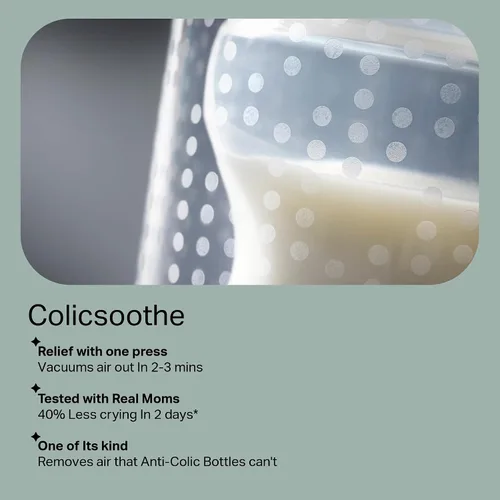 Vista 4 de Colicsoothe - Botella eliminadora de aire anticólicos de Tommee Tippee - Alivia los cólicos, los gases y las molestias en recién nacidos, bebés