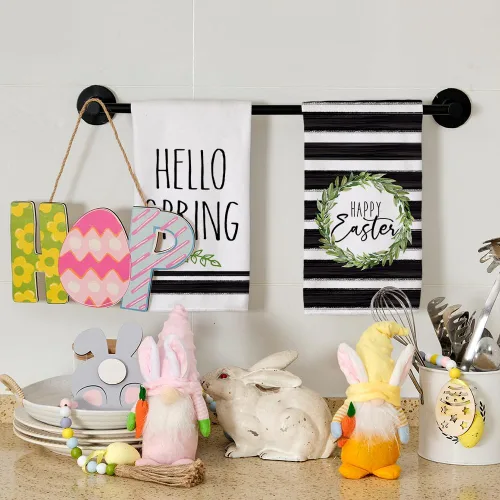 Vista 2 de ARKENY Juego de 2 toallas de cocina de Pascua, 18 x 26 pulgadas, ultra absorbentes, paño de secado de barra, feliz Pascua, color verde