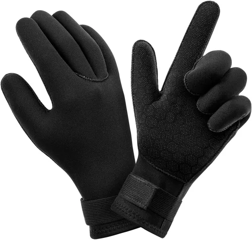 Vista 8 de AUAUY Guantes de buceo, guantes de neopreno de 0.118 pulgadas (0.118 in), guantes de neopreno cálidos de cinco dedos, guantes de surf flexibles