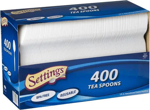 Vista 10 de Settings - Cubertería desechable (400 piezas) BPA-free blades cut meats & desserts cleanly without snapping; great for parties, weddings, catering