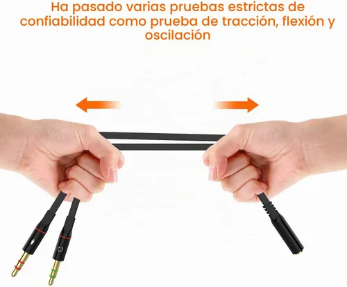 Vista 3 de Maeline Adaptador de auriculares para computadora de 0.138 in hembra a 2 doble cable divisor de audio macho de 0.138 in, micrófono, conector