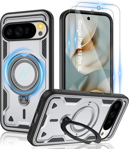 Vista 105 de Gritup fro Funda para Google Pixel 9A, funda protectora magnética de grado militar compatible con Mag-Safe, 2 protectores de pantalla HD, soporte