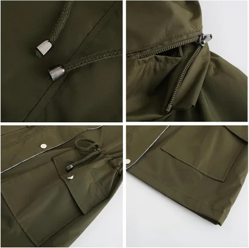 Vista 6 de MODFUL Chubasquero impermeable para mujer, chaqueta impermeable con capucha ligera