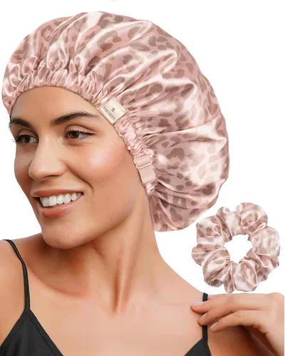 Vista 9 de YANIBEST Gorro de Satén Ajustable de Doble Capa Gorro de Cabello para Dormir, Gorros para Mujeres, Gorros para Cabello Natural Rizado, Gris Ceniza