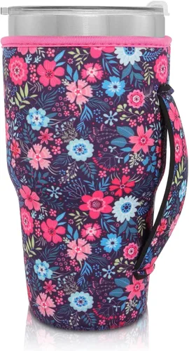 Vista 18 de Fundas Aislantes de Neopreno Portavasos con Asa para Vasos Tumbler de 20oz, Funda Reutilizable para Café Helado Para Tazas de Café de 30oz - 32oz