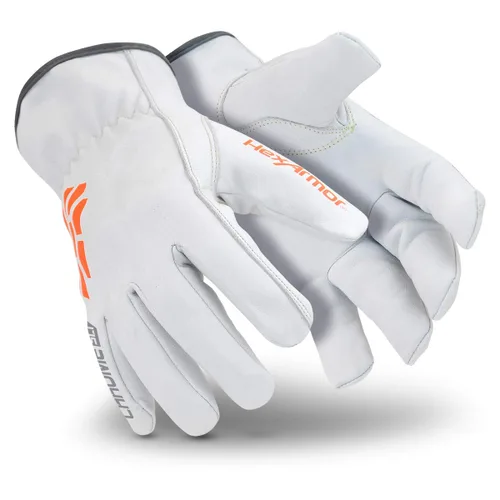 Vista 11 de HexArmor Chrome SLT® Series 4067 Leather Work Gloves, Large Resistente a los cortes, protección contra impactos 4067 Cuero Blanco y Naranja Impact