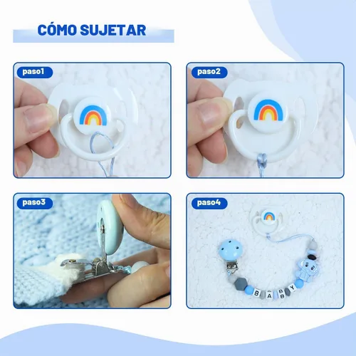 Vista 5 de SCOM Juego de Accesorios para Muñeca Bebé Reborn - Chupetes Magnéticos Arcoíris y Biberones para Muñeca Bebé Removibles Reutilizables con Clips