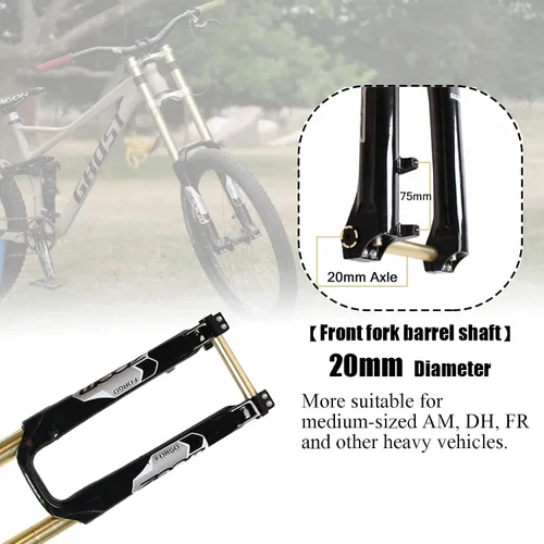 Vista 4 de BUCKLOS 26 27.5 29 MTB bicicleta suspensión horquilla 7.087 in viaje, bicicleta de aleación de magnesio cuesta abajo tenedores 0.787 in eje, 1-1/8