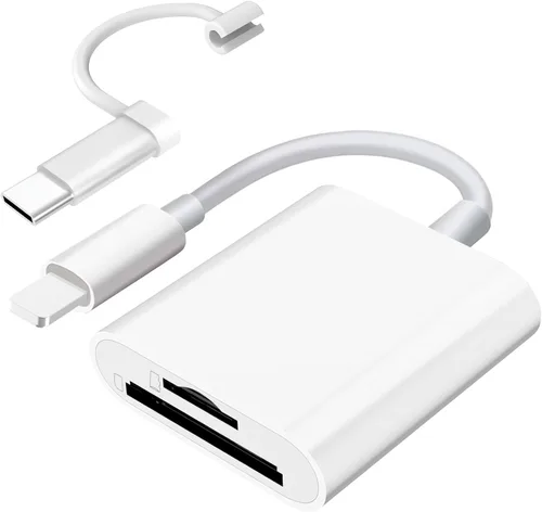 Vista 10 de Lector de tarjetas SD USB C para iPhone 15/teléfono Android/iPad/Mac/computadora portátil, lector de tarjetas micro SD de tres ranuras para tarjetas