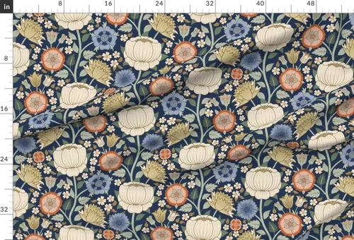 Vista 2 de Spoonflower Tela - Artes y manualidades Gráfico antiguo Dibujado a mano Flores Victorianas Impreso en tela de gasa Fat Quarter - Costura Ropa