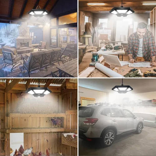 Vista 7 de AEQ - Luz solar de cobertizo para interiores y exteriores, funciona durante el día con control remoto, iluminación de 360°, impermeable, luces