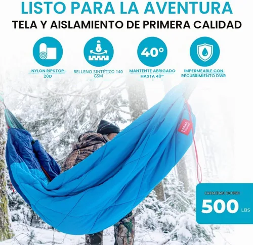 Vista 5 de Grand Trunk 360 ThermaQuilt Hamaca 3 en 1 Underquilt, manta y saco de dormir (azul/azul marino)