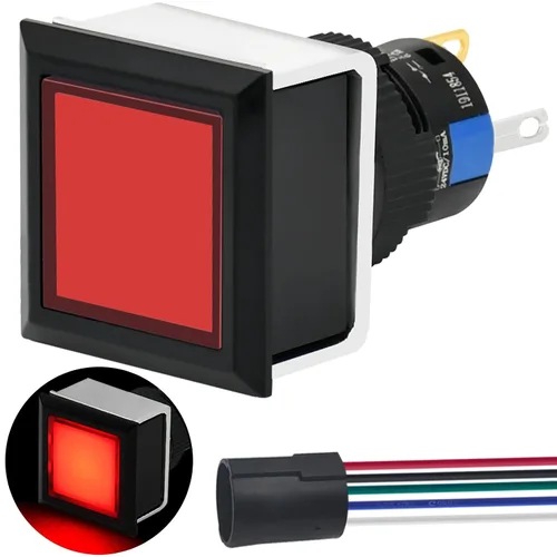 Vista 15 de Interruptor de botón cuadrado 21 * 21 mm 0,83" agujero de montaje cuadrado UL Certificado con luz azul 24 V 1NO 1NC SPDT ENCENDIDO/APAGADO