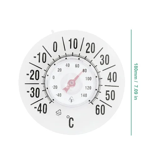 Vista 2 de Medidor de temperatura para interiores y exteriores, Instalación de succión fuerte, 7.087 in, Medidor de temperatura meteorológico inalámbrico