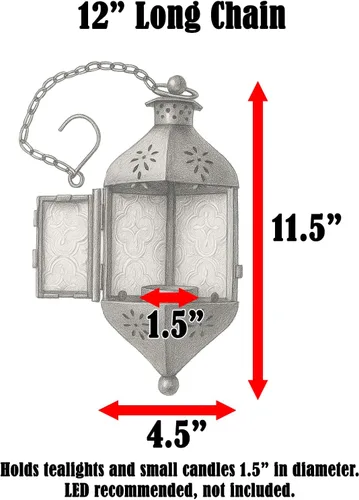 Vista 11 de Vela Lanterns Farol portavelas decorativo marroquí colgante de 11.5 pulgadas, portavelas para interiores y exteriores, para patio, porche, ramadán