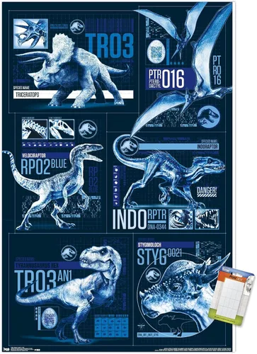 Vista 19 de Trends International Jurassic World: Fallen Kingdom - Póster de pared con cuadrícula, 14.725 x 22.375 pulgadas, versión enmarcada de madera