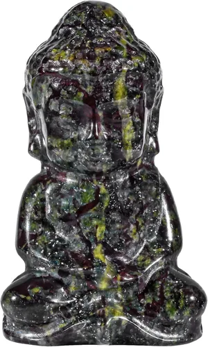 Vista 8 de Nupuyai Estatua de Buda tallada a mano con piedra de cristal para oficina en casa, escultura de piedra de obsidiana negra curativa de Reiki de 1.9