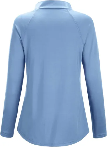 Vista 2 de Cestyle Camiseta ligera de manga larga UPF 50+ con cremallera de 14 para mujer