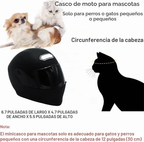 Vista 2 de Casco de motocicleta para mascotas, casco de motocicleta de cara completa para perro y gato, casco de motocicleta para exteriores, para gato, perro