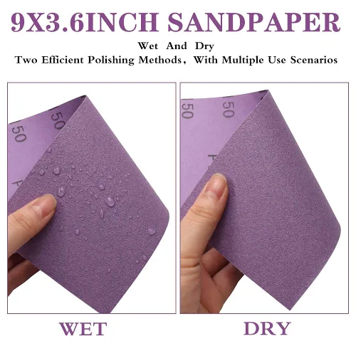 Vista 3 de Papel de lija de grano 80, hojas de lija en seco y húmedo, papel de arena abrasivo de cerámica de alto rendimiento para acabado de muebles