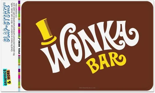 Vista 13 de GRAPHICS & MORE Willy Wonka and The Chocolate Factory Wonka Bar Logo Home Business Office Sign