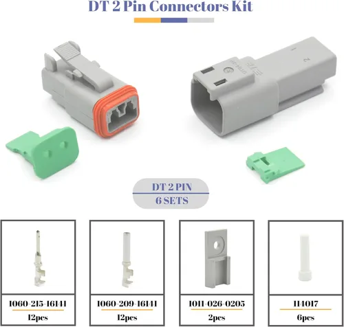 Vista 2 de Deutsch - Kit de conectores de 215 piezas, 12 juegos de 2, 3, 4, 6, 8, 12 pines con tamaño 16 contactos estampados, 14-20AWG Serie DT sellados