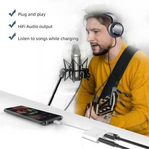 Vista 6 de Adaptador de audio USB C a 0.138 in para auriculares AUX Dongle Jack USBC Tipo DAC Android Earbud Conector de auriculares compatible con Samsung