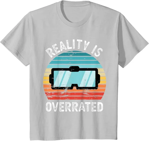 Vista 21 de Reality is Overrated VR - Camiseta divertida de regalo de realidad virtual, Negro, S